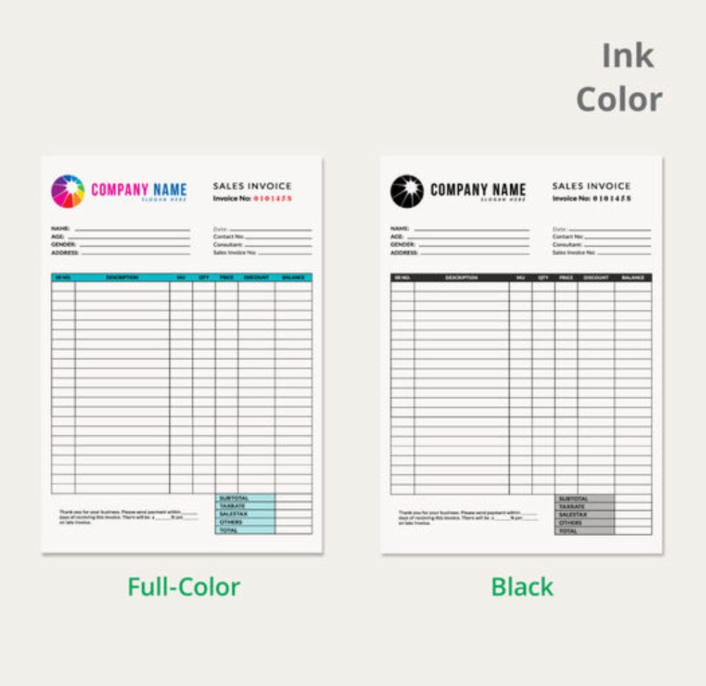 INVOICE - 1 COLOR - CON Y SIN ENUMERACÓN – Os Hare Printing